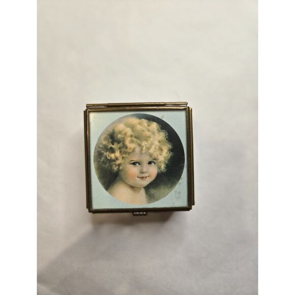 Vintage Bessie Pease Gutmann Brass & Glass Trinket Box‎ With Victorian Design - Picture 3 of 9